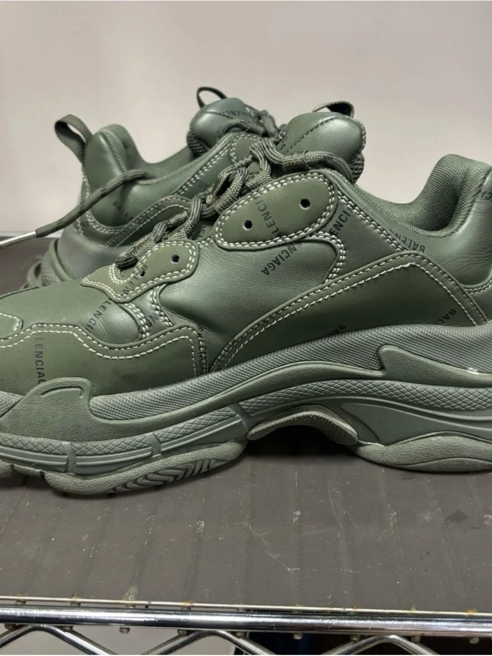 Balenciaga Triple S Dark Green Sneakers Sz 10 US